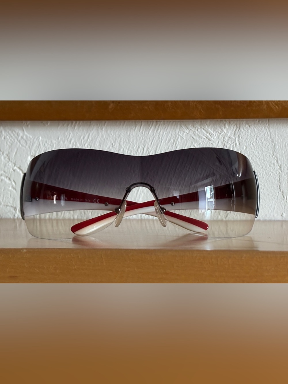 Vintage Prada Rimless Shield Sunglasses SPR 54G 5AV-5D1 115 Excellent!